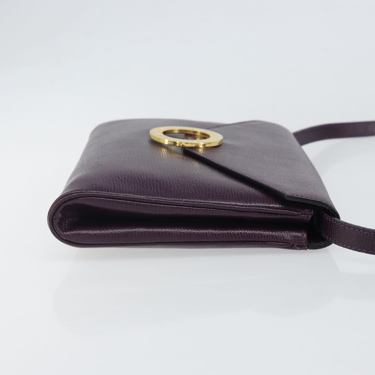 Celine Circle Logo Leather, Purple, Leather, Shoulder Bag
