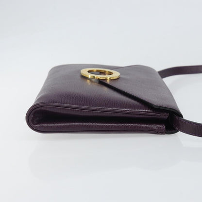 Celine Circle Logo Leather, Purple, Leather, Shoulder Bag