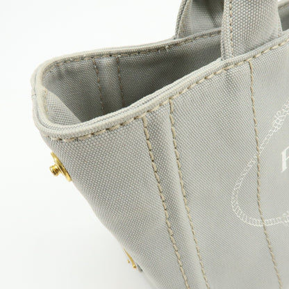Prada Canapa Convertible Canvas, Gray, Canvas, Tote Bag