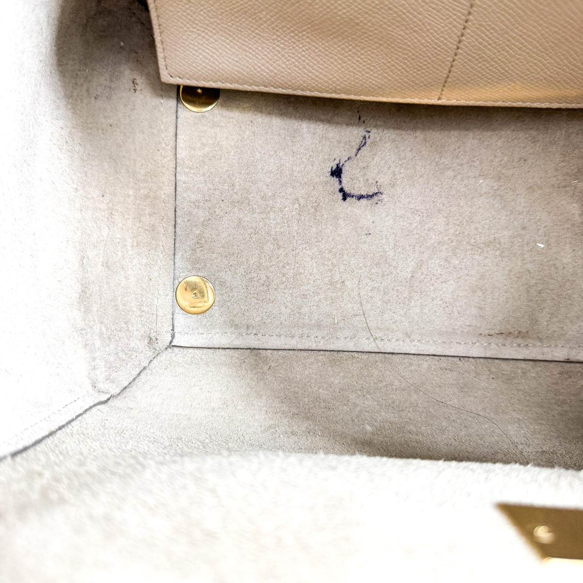 Celine Belt Calfskin, Beige, Leather, Handbag