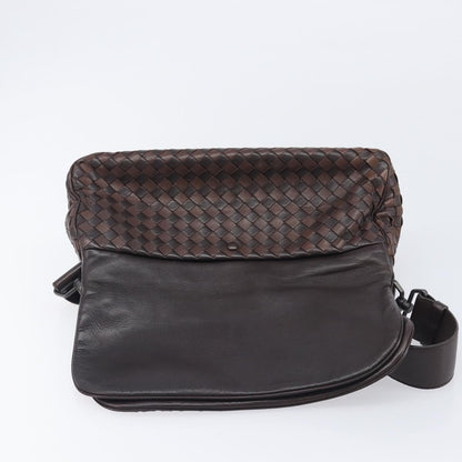 Bottega Veneta Intrecciato Shoulder Leather, Brown, Leather, Shoulder Bag