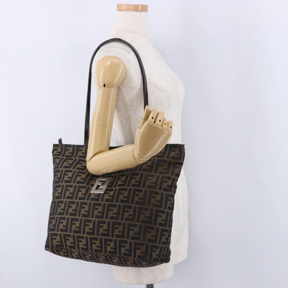 Fendi Zucca Canvas, Brown, Canvas, Tote Bag
