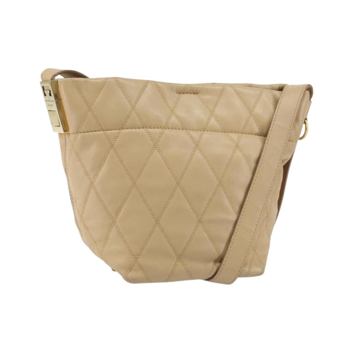 Givenchy GV Bucket Quilted Leather, Beige, Leather, Shoulder Bag