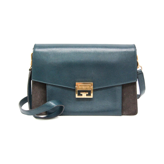 Givenchy GV3 Flap Leather with Suede, Blue, Leather, Handbag