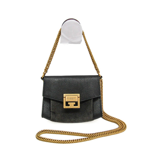 Givenchy GV3 Flap Leather with Suede, Black, Leather, Handbag