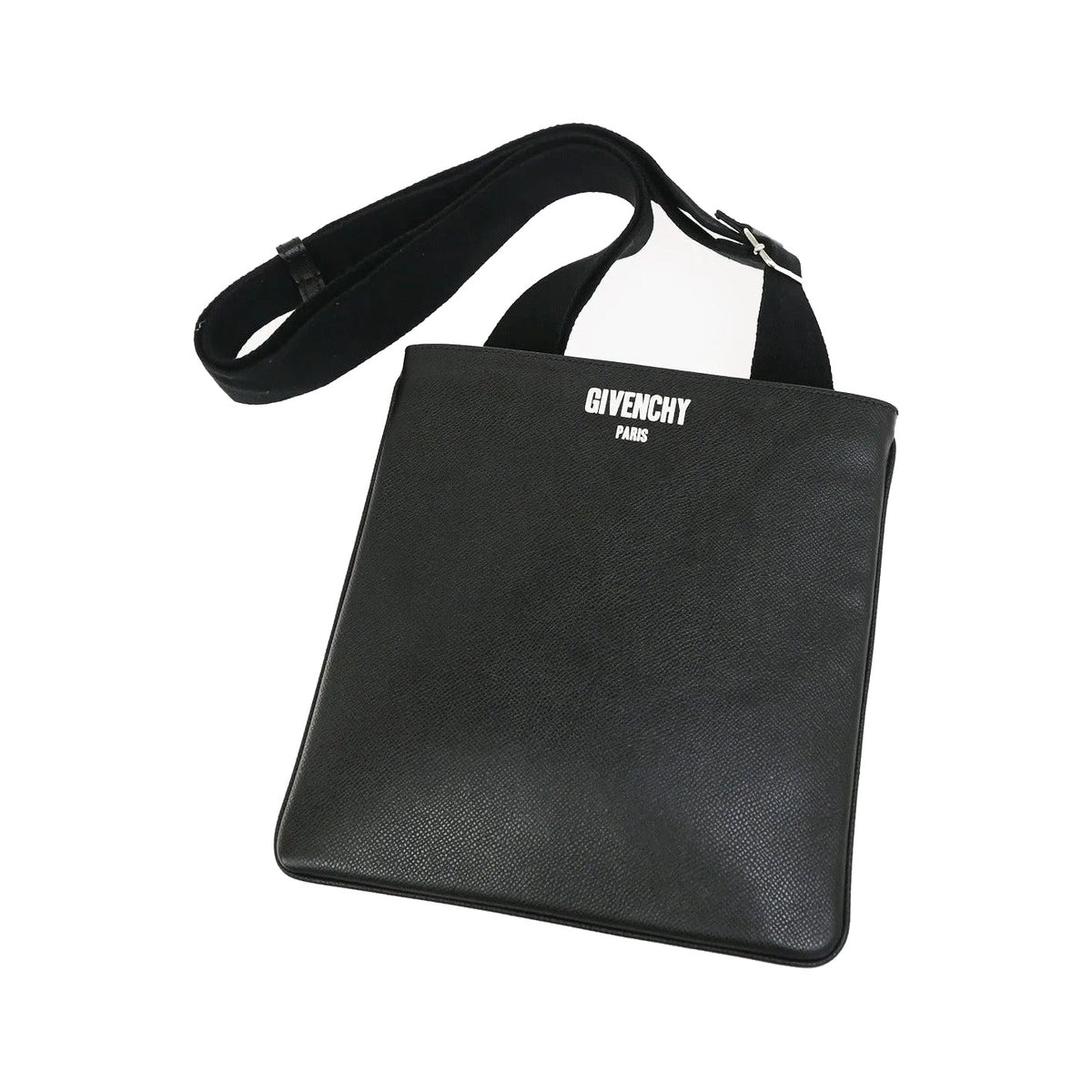 Givenchy Logo Messenger Leather, Black, Leather, Shoulder Bag