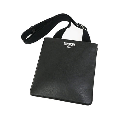 Givenchy Logo Messenger Leather, Black, Leather, Shoulder Bag