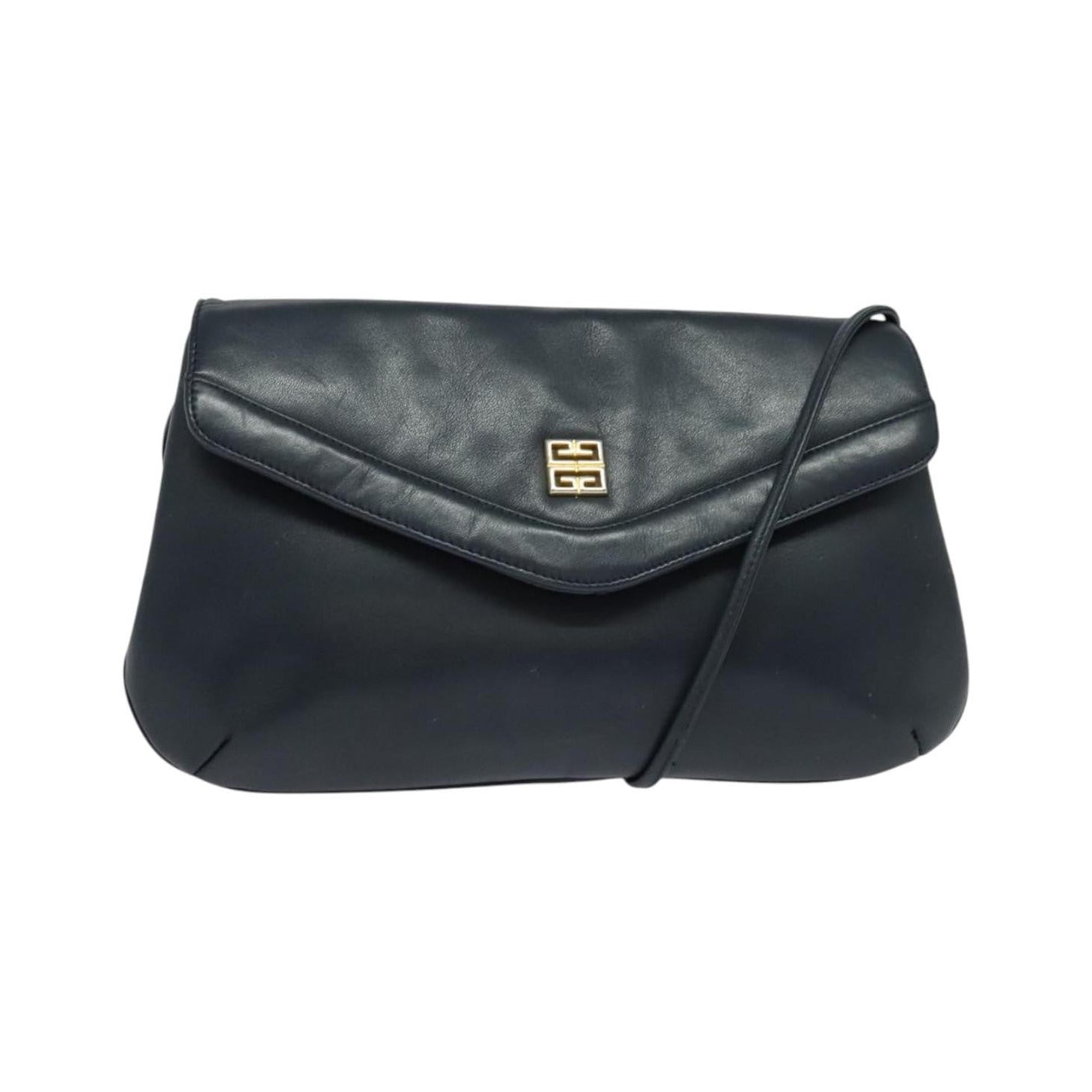 Givenchy Vintage 4G Leather, Navy, Leather, Shoulder Bag