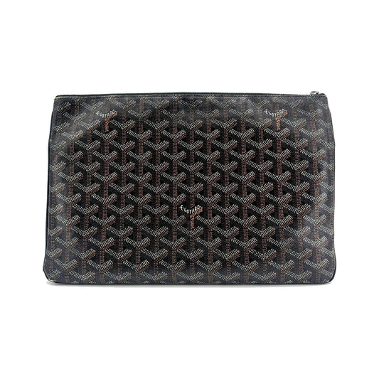 Goyard Senat Zip Coated Canvas, Black, Canvas, Clutch