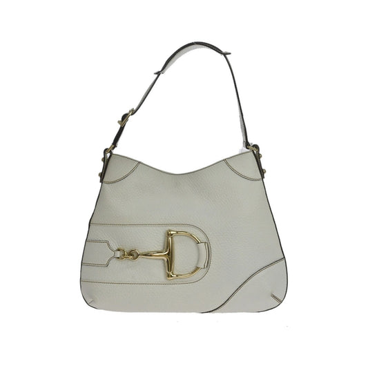 Gucci 1955 Horsebit Leather, White, Canvas, Shoulder Bag