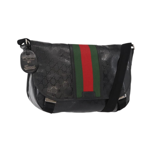 Gucci 500 Web Double Buckle Messenger GG Imprime, Black, Canvas, Shoulder Bag