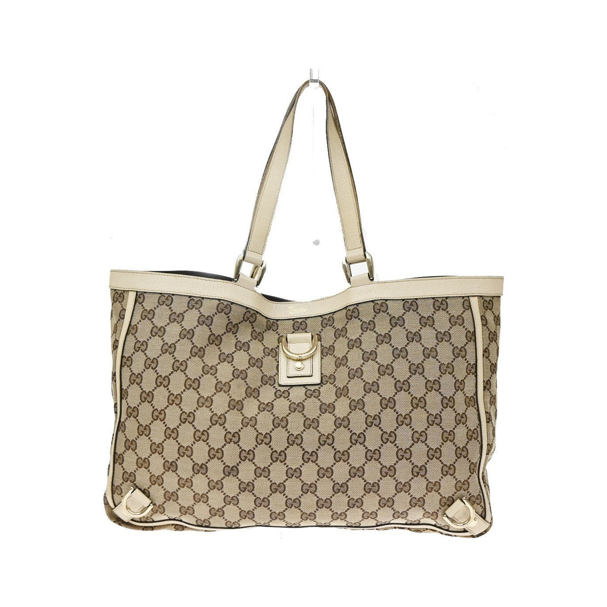 Gucci Abbey D- GG Canvas with Leather, Brown, Canvas, Tote Bag