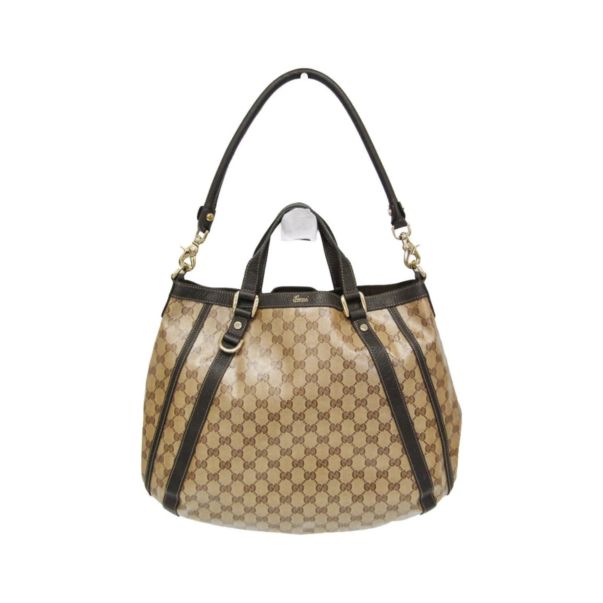 Gucci Abbey D-ring convertible Monogram GG crystal, Beige, Leather, Handbag