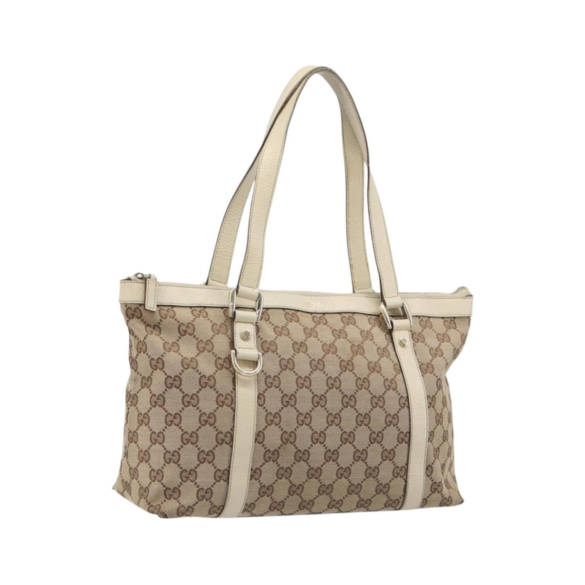 Gucci Abbey Zip Tote GG Canvas and Leather, Beige, Canvas, Handbag
