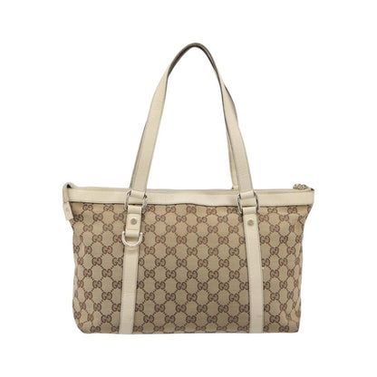 Gucci Abbey Zip Tote GG Canvas and Leather, Beige, Canvas, Handbag