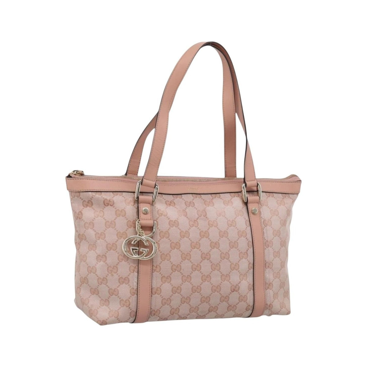 Gucci Abbey Zip Tote GG Canvas and Leather, Pink, Canvas, Handbag