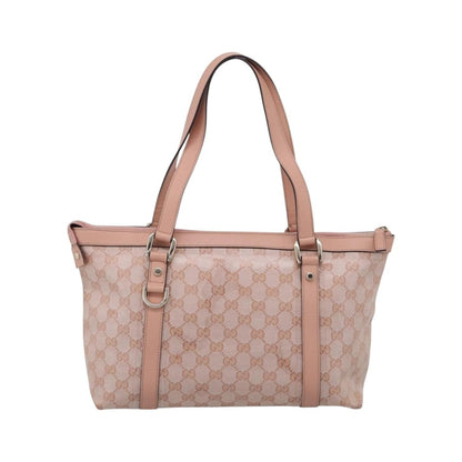 Gucci Abbey Zip Tote GG Canvas and Leather, Pink, Canvas, Handbag