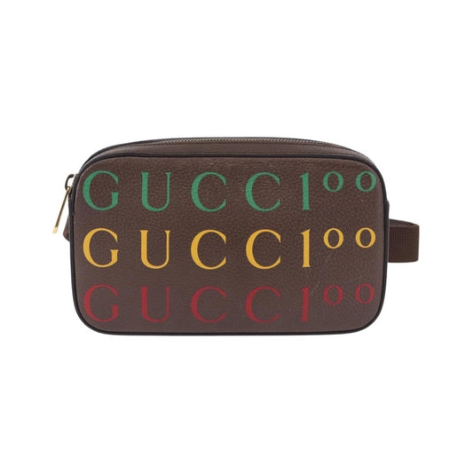 Gucci Aria 100th Anniversary Belt Printed Leather, Brown, Leather, Clutch