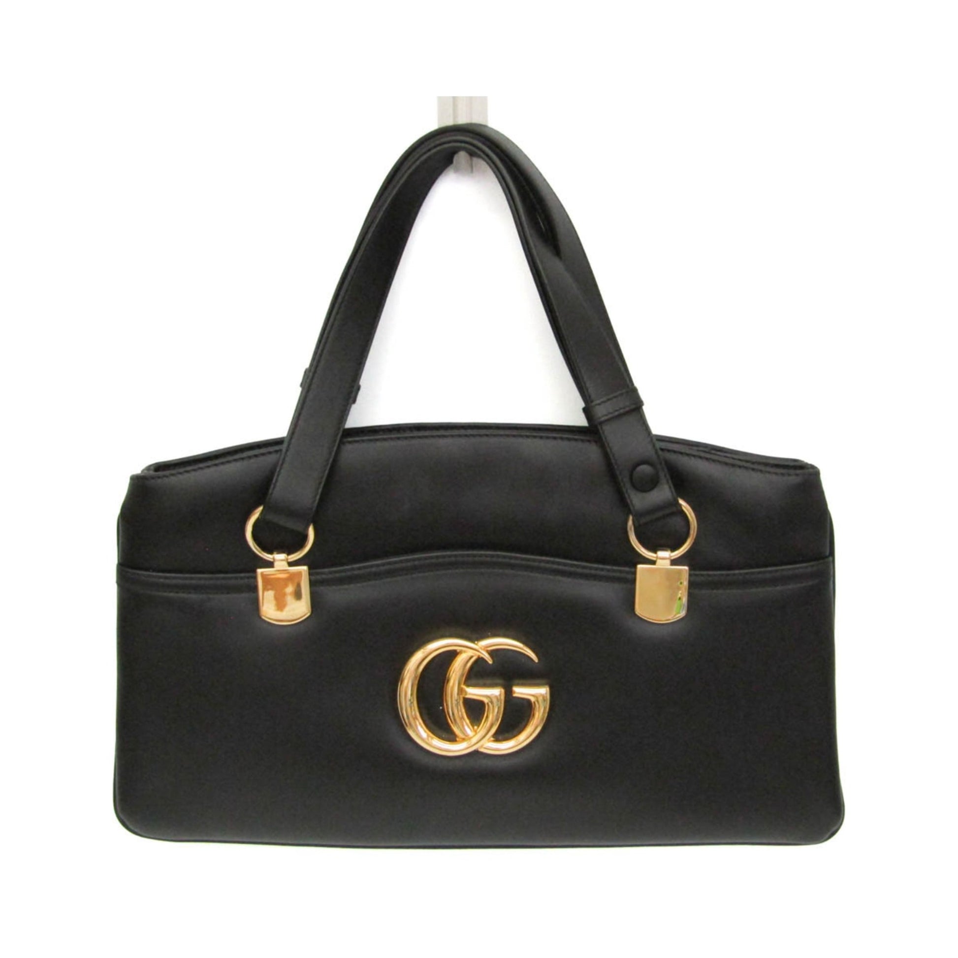 Gucci Arli Top Handle Leather, Black, Leather, Handbag