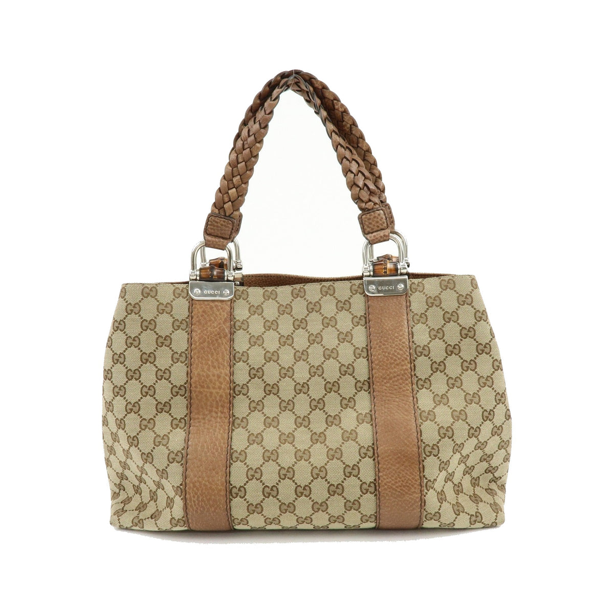 Gucci Bamboo Bar GG Canvas, Beige, Canvas, Shoulder Bag
