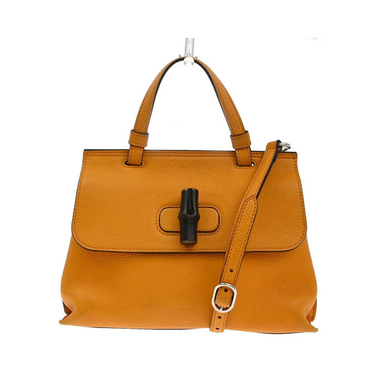 Gucci Bamboo Daily Top Handle Leather, Orange, Leather, Handbag