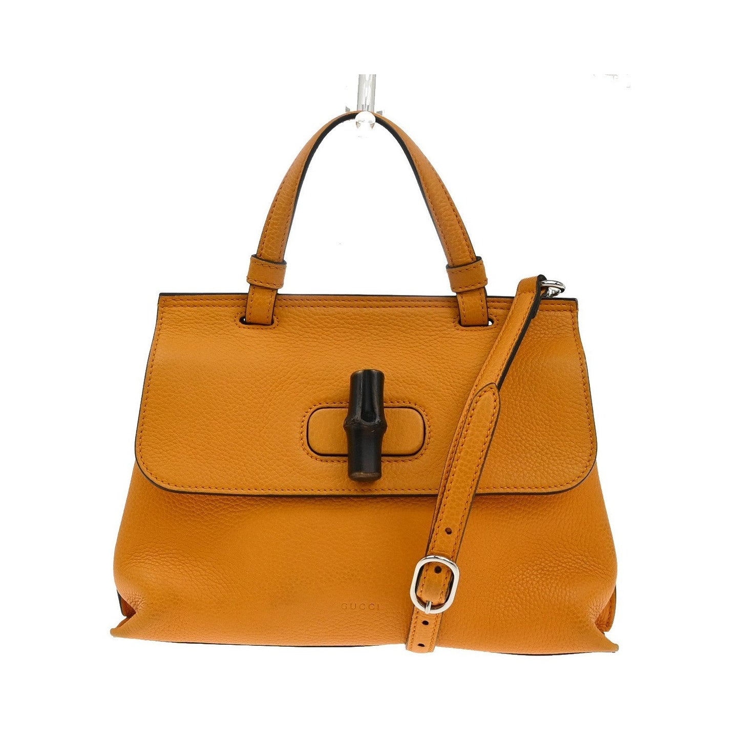 Gucci Bamboo Daily Top Handle Leather, Orange, Leather, Handbag