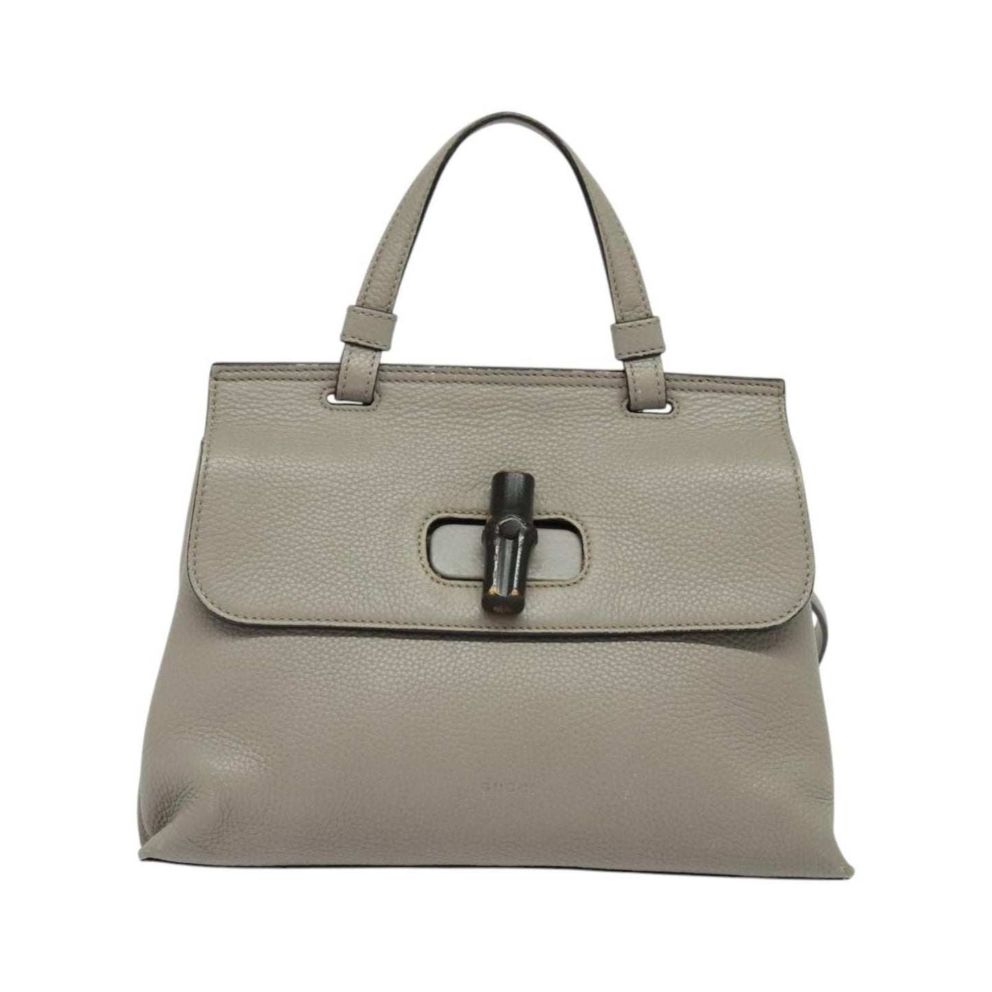 Gucci Bamboo Daily Top Handle Leather, Gray, Leather, Shoulder Bag