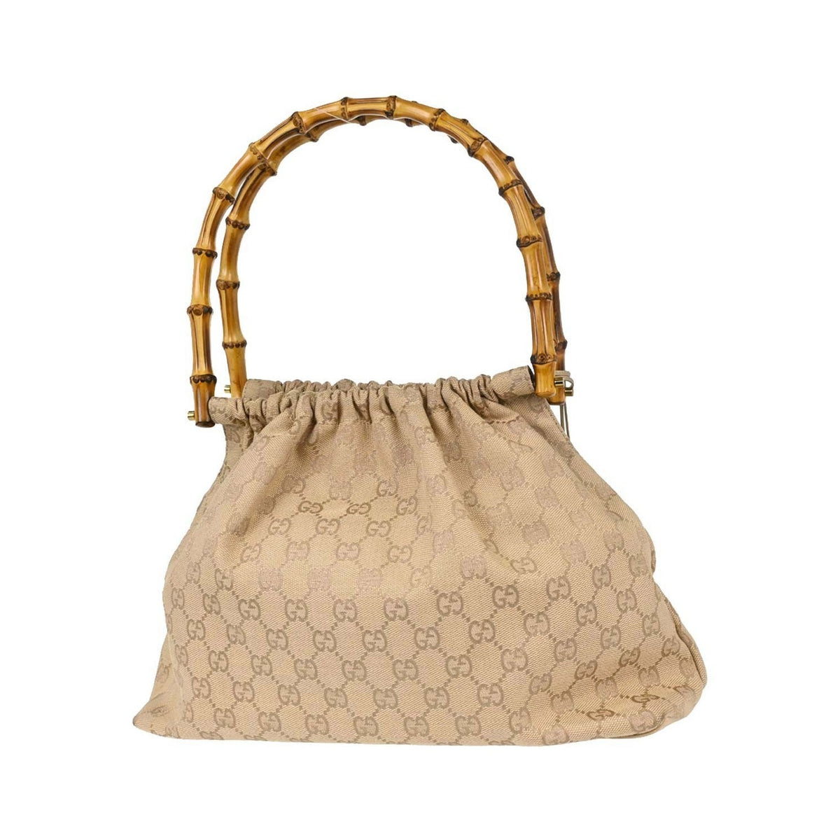 Gucci Bamboo Frame Satchel GG Canvas, Beige, Canvas, Handbag