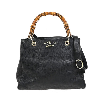 Gucci Bamboo shopper Leather, Black, Leather, Handbag