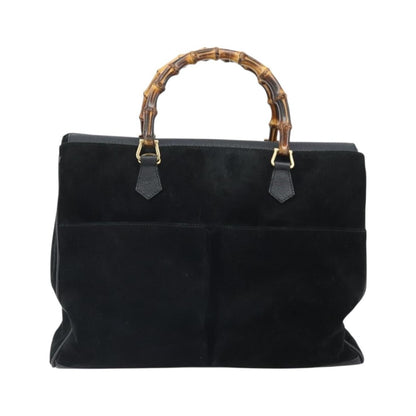 Gucci Bamboo Suede, Black, Suede, Tote Bag