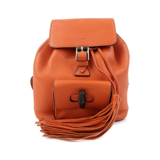Gucci Bamboo Tassel Leather, Orange, Leather, Backpack
