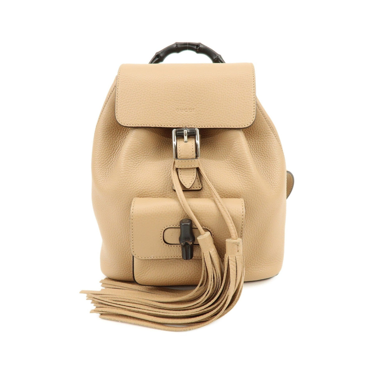 Gucci Bamboo Tassel Leather, Beige, Leather, Backpack