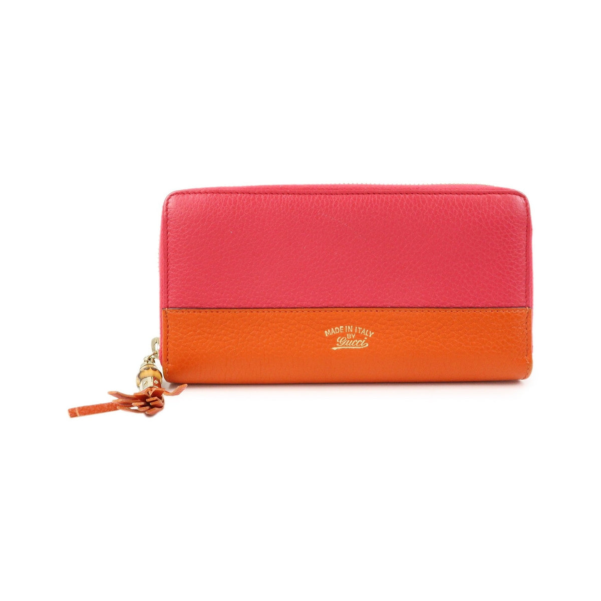 Gucci Bamboo Tassel Zip Leather, Pink, Leather, Wallet