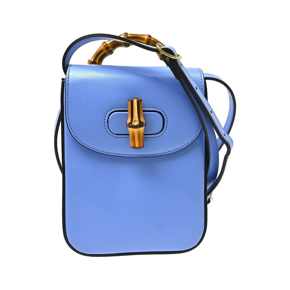 Gucci Bamboo Top Handle Backpack Leather, Blue, Leather, Backpack