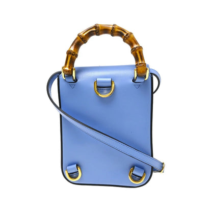 Gucci Bamboo Top Handle Backpack Leather, Blue, Leather, Backpack