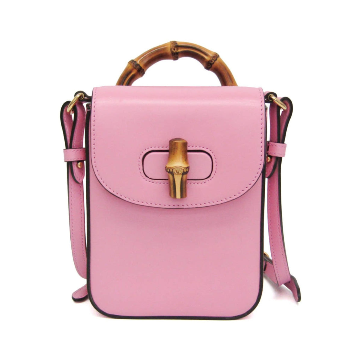 Gucci Bamboo Top Handle Backpack Leather, Pink, Leather, Backpack
