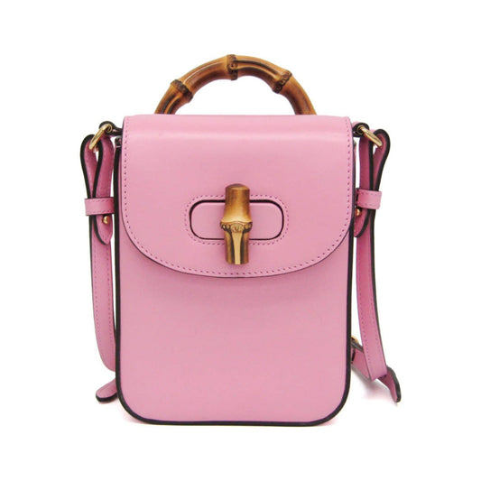 Gucci Bamboo Top Handle Backpack Leather, Pink, Leather, Backpack