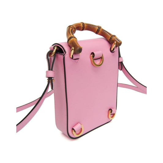 Gucci Bamboo Top Handle Backpack Leather, Pink, Leather, Backpack