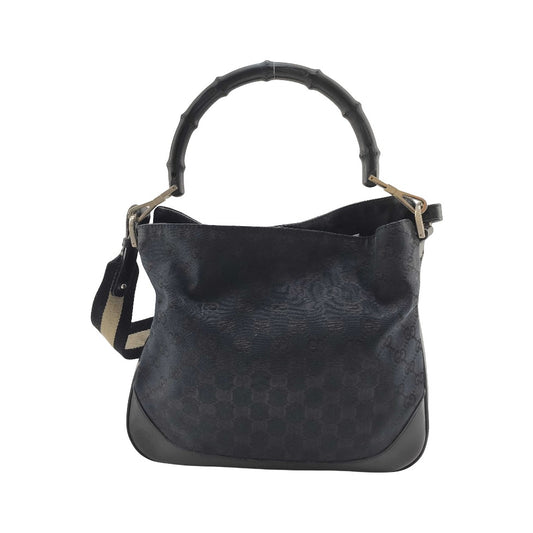 Gucci Bamboo Top Handle GG Canvas, Navy, Canvas, Handbag