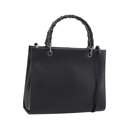 Gucci Bamboo Top Handle Leather, Black, Leather, Handbag