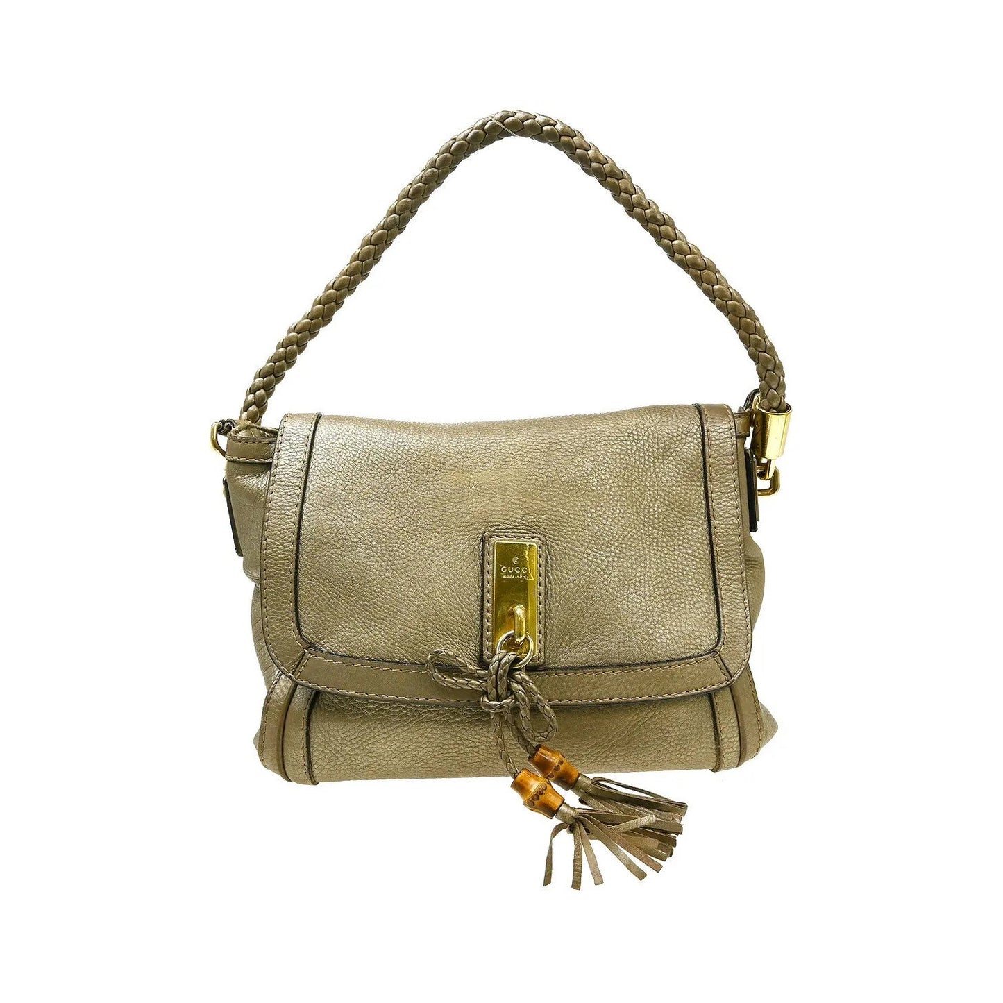 Gucci Bella Flap Leather, Gold, Leather, Shoulder Bag