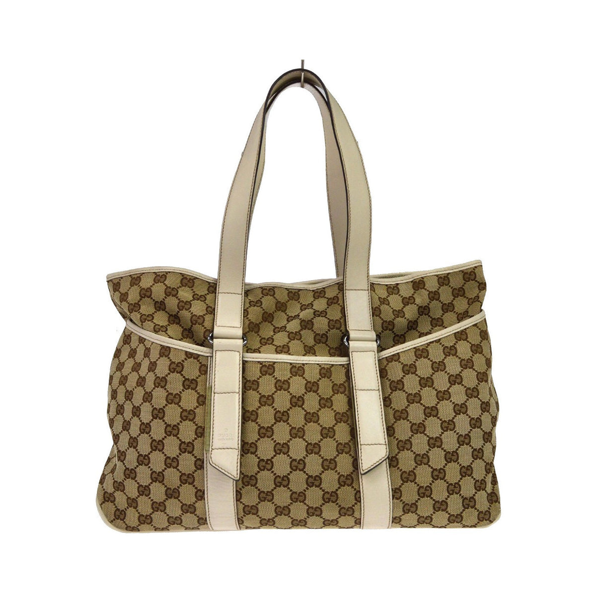 Gucci Belted GG Canvas with Perforated Leather, Beige, Canvas, Tote Bag