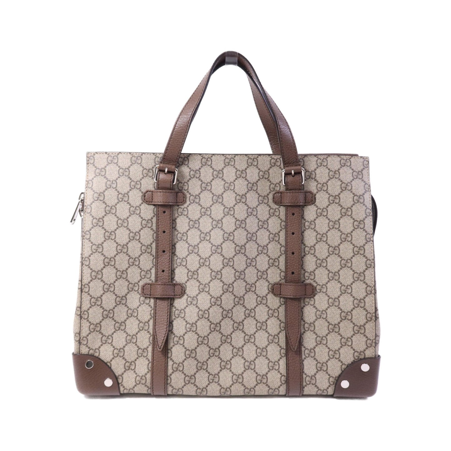 Gucci Belted Tote GG Coated Canvas, Beige, Canvas, Tote Bag