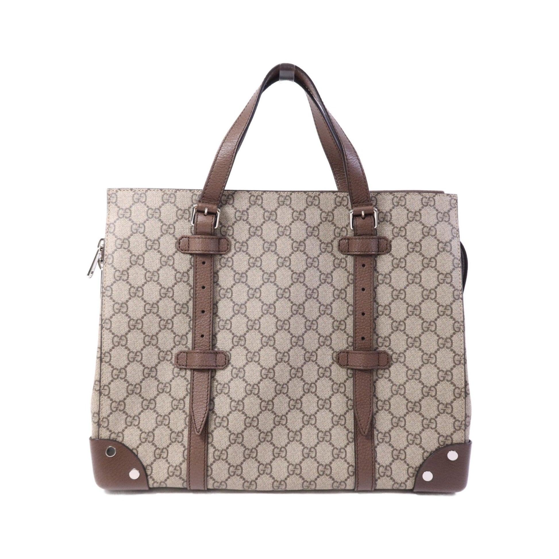 Gucci Belted Tote GG Coated Canvas, Beige, Canvas, Tote Bag