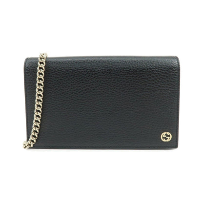 Gucci Betty Chain Wallet (Outlet) Leather, Black, Leather, Crossbody Bag