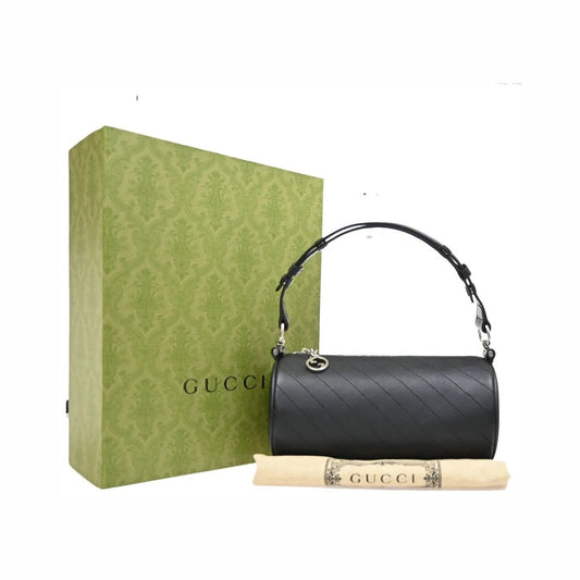 Gucci Blondie Interlocking GG Leather, Black, Leather, Handbag
