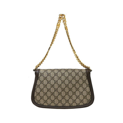 Gucci Blondie NM Chain Flap GG Coated Canvas, Beige, Canvas, Shoulder Bag