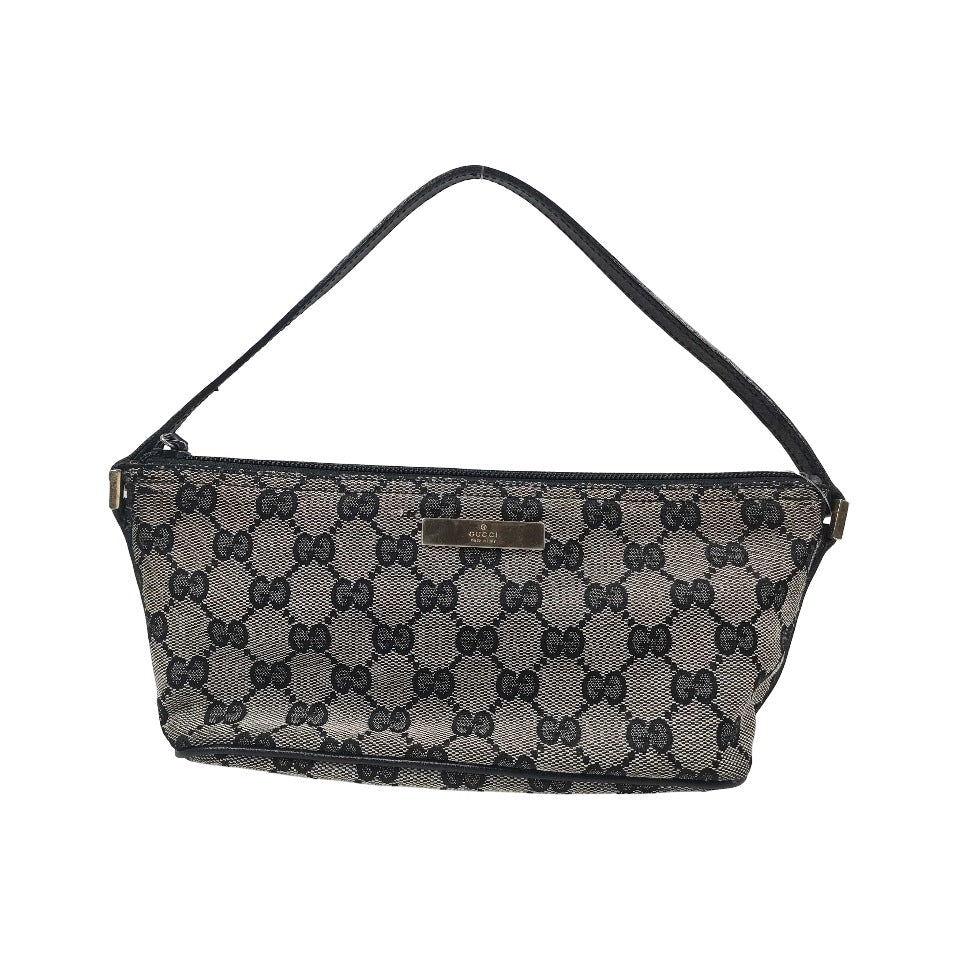 Gucci Boat Pochette GG Canvas and leather, Gray, Canvas, Clutch