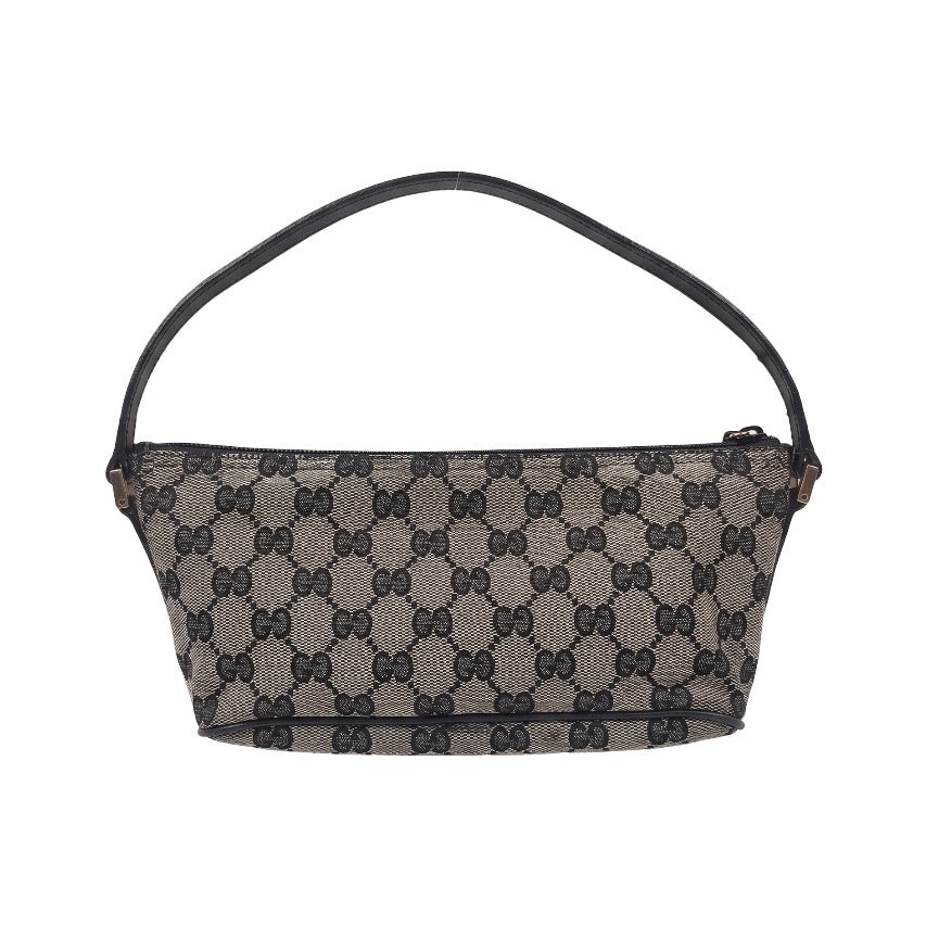 Gucci Boat Pochette GG Canvas and leather, Gray, Canvas, Clutch