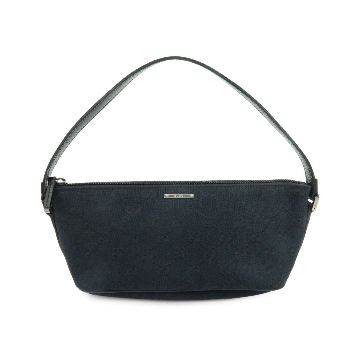 Gucci Boat Pochette GG Denim, Black, Canvas, Clutch